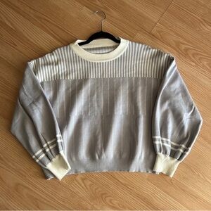 Hollister Gray and Cream Striped Sweater
